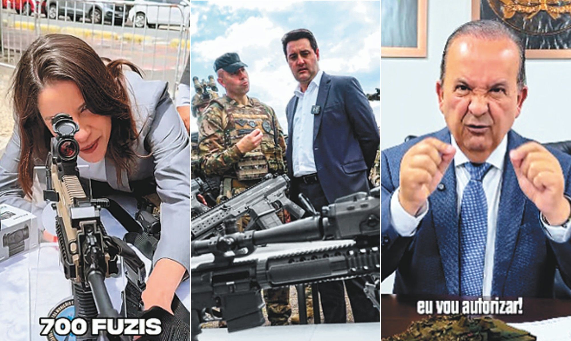 Governadores exibem gastos com armas pesadas em eventos e posts. Reprodução: Oglobo