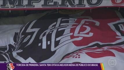Torcida do Santa Cruz é a 8ª melhor média de público no Brasil. Reprodução: Globo
