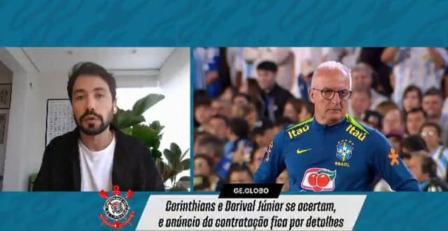 Dorival Júnior é anunciado como novo técnico da equipe, sob a presidência atual. Reprodução: Globo
