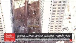 Elevador de cremalheira despenca do 17º andar, resultando em três mortes em SP. Reprodução: Globo