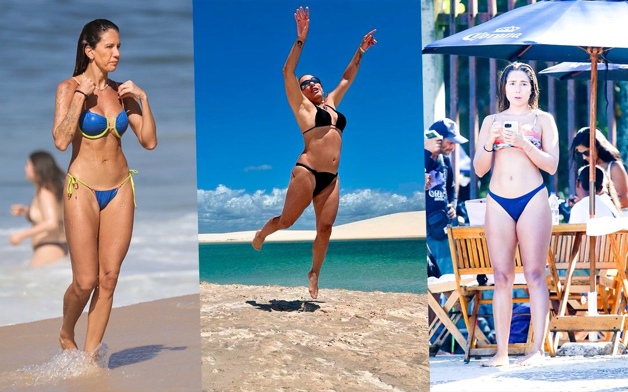 Famosos curtem a praia em sábado de outono. Reprodução: Gshow