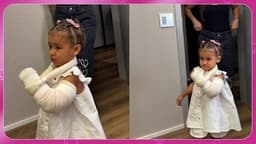 Neymar mostra Mavie com o braço engessado nas redes. Legenda da imagem. Reprodução: Retorno do item 11