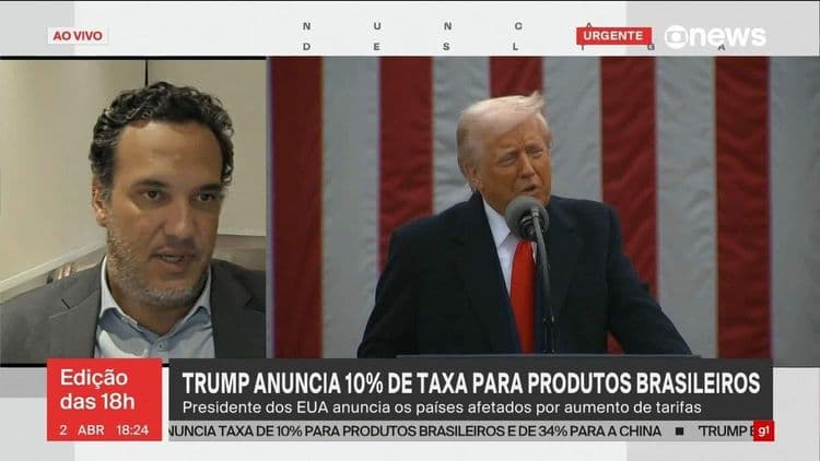 Professor Carlos Frederico Coelho comenta impacto do anúncio do presidente americano sobre o Brasil. Reprodução: Globo