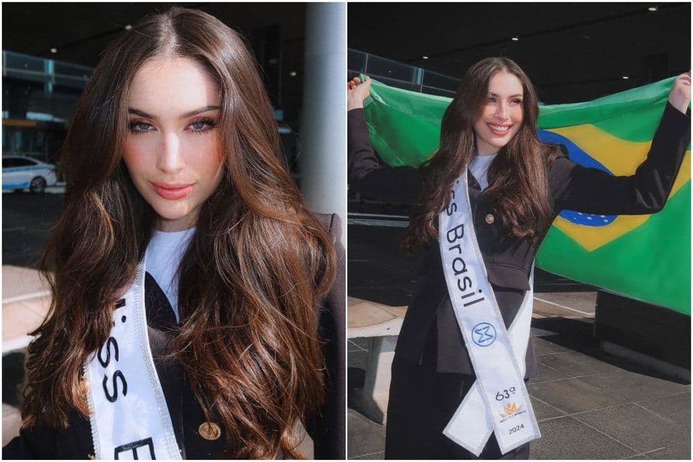 Jessica Pedroso, favorita ao título de Miss Mundo 2025, representa o Brasil na final na Índia. Reprodução: Globo
