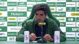 Abel Ferreira em coletiva após vitória do Palmeiras sobre o Santos. Reprodução: Retorno do item 11