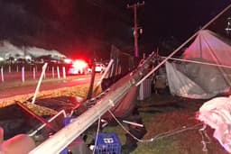 Estrutura de festa universitária desaba em Regente Feijó durante temporal, com uma morte e cerca de 40 feridos. Reprodução: Retorno do item 11