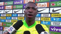 Vini Jr. marca gol e garante vitória do Brasil sobre o Paraguai nas Eliminatórias para a Copa de 2026. Reprodução: Globo
