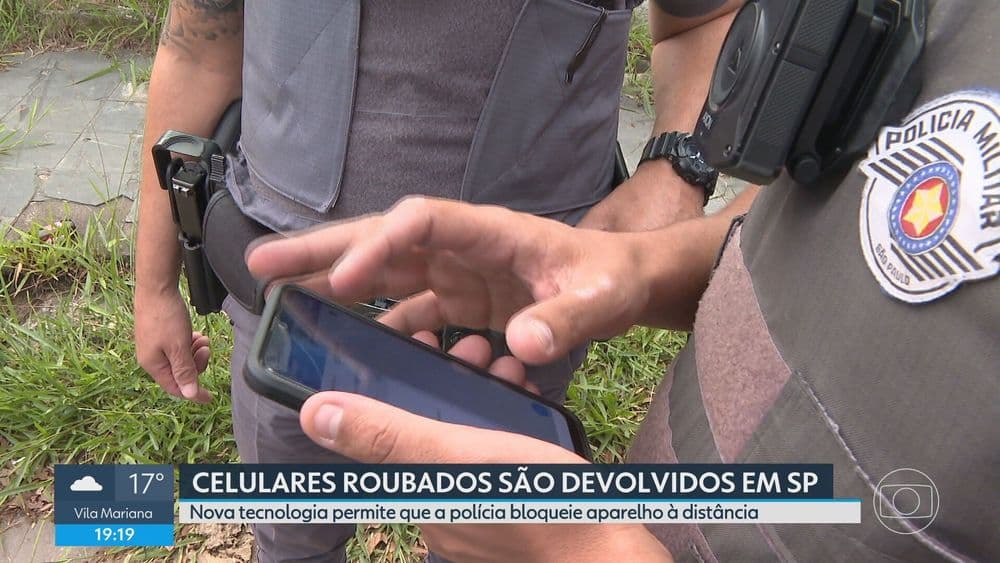 Polícia Militar de SP inicia uso do Google Localizador para bloquear celulares roubados. Reprodução: Globo