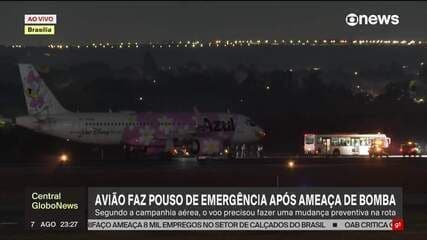 Avião da Azul faz pouso de emergência em Brasília após suspeita de bomba. Reprodução: Globo