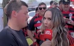Mulher Melão vibra em jogo do Flamengo durante o Mundial nos Estados Unidos. Reprodução: Leandro Azevedo