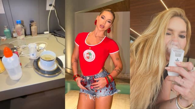 Virginia Fonseca exibe kit de sobrevivência após ensaio da Grande Rio. Reprodução: Gshow