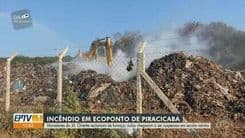 Incêndio atinge ecoponto em Piracicaba, afetando a saúde de moradores e suspendendo aulas na escola próxima. Reprodução: Globo