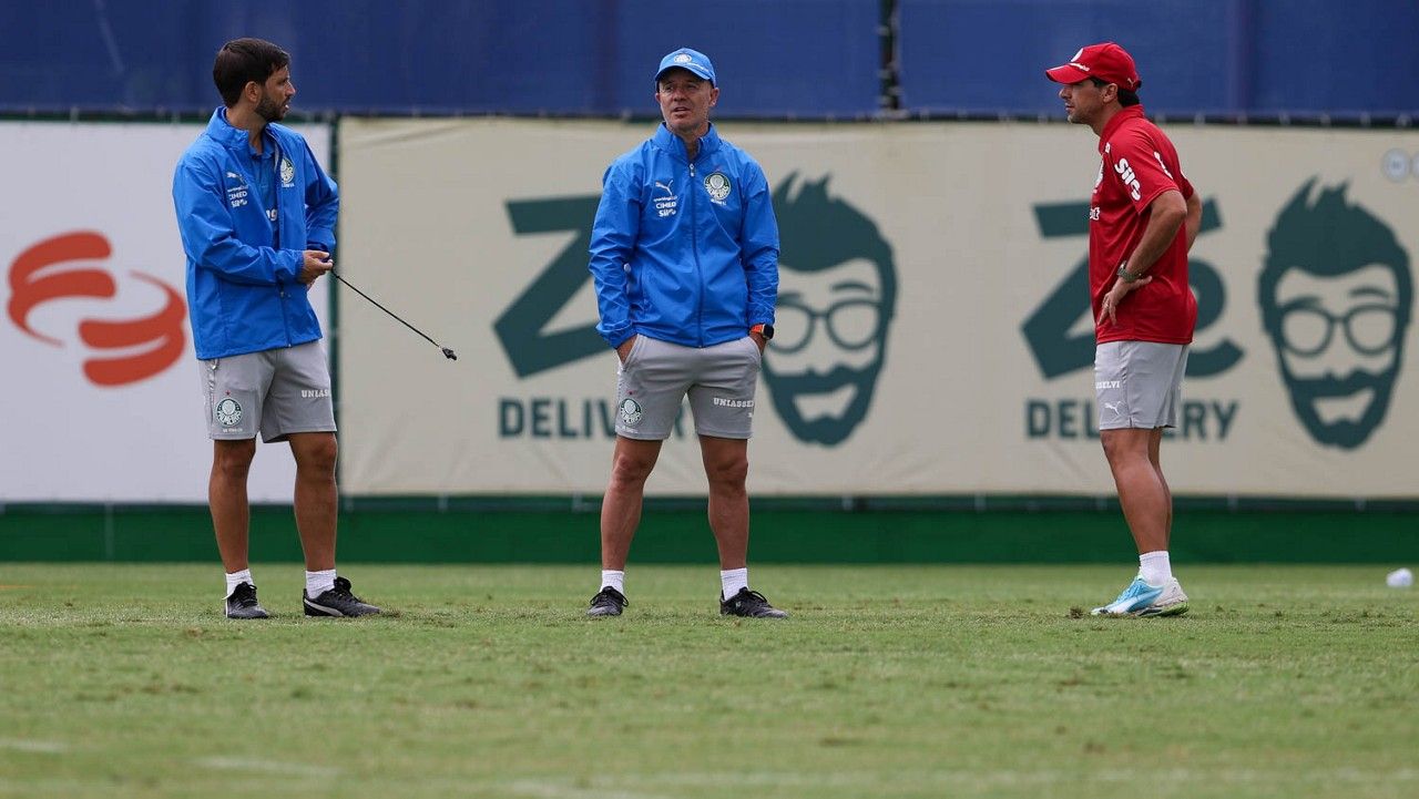 [Palmeiras treina situações de jogo para a semifinal do Paulistão]. Reprodução: Ge
