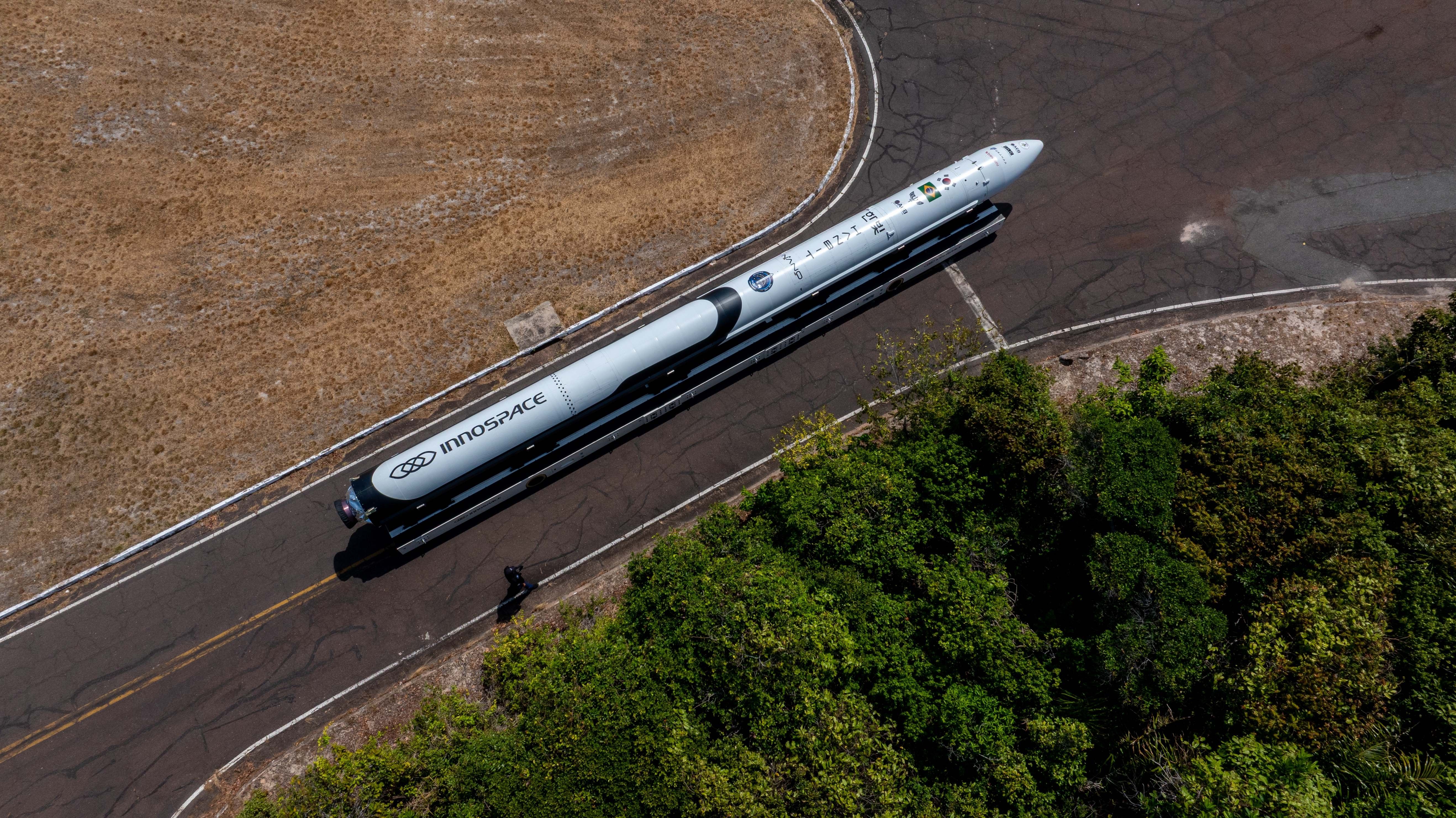 Foguete para o 1º voo comercial no Maranhão nesta sexta, com transmissão ao vivo pela G1.. Reprodução: G1