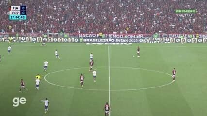 Flamengo domina Fortaleza e vence por 5 a 0, reassumindo a liderança do Brasileirão.; Reprodução: Globo