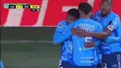 John Kennedy celebra gol pelo Pachuca em partida contra o Pumas antes de retornar ao Fluminense. Reprodução: Globo