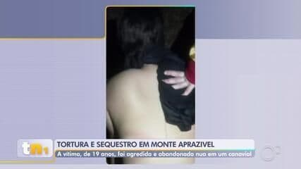 Jovem sequestrada é agredida e abandonada em canavial de Monte Aprazível. Reprodução: Globo