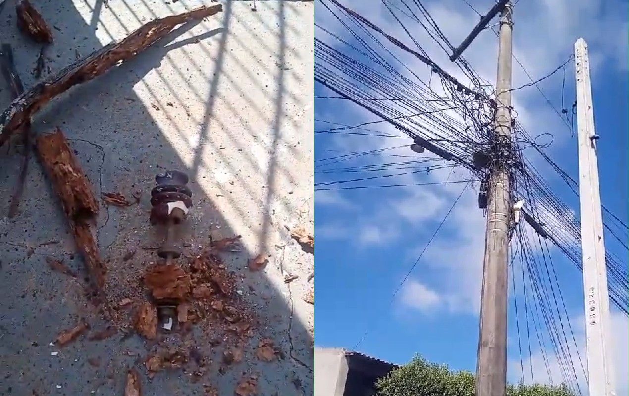 Mulher sofre descarga elétrica após fio energizado cair de poste.. Reprodução: G1