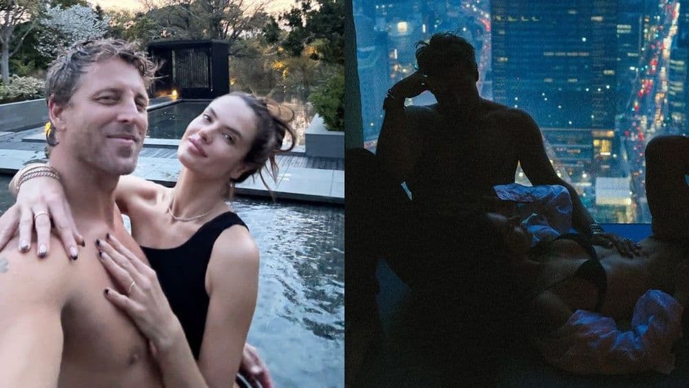 Modelo exibe lingerie em ensaio fotográfico ao lado de empresário. Reprodução: Marie Claire