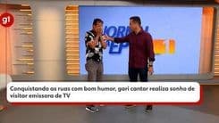 Gari Manoel realiza sonho de visitar a emissora EPTV em Campinas. Reprodução: Globo