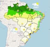 Previsão de chuva e alertas para o Nordeste e Norte do Brasil nesta quinta-feira. Reprodução: Globo