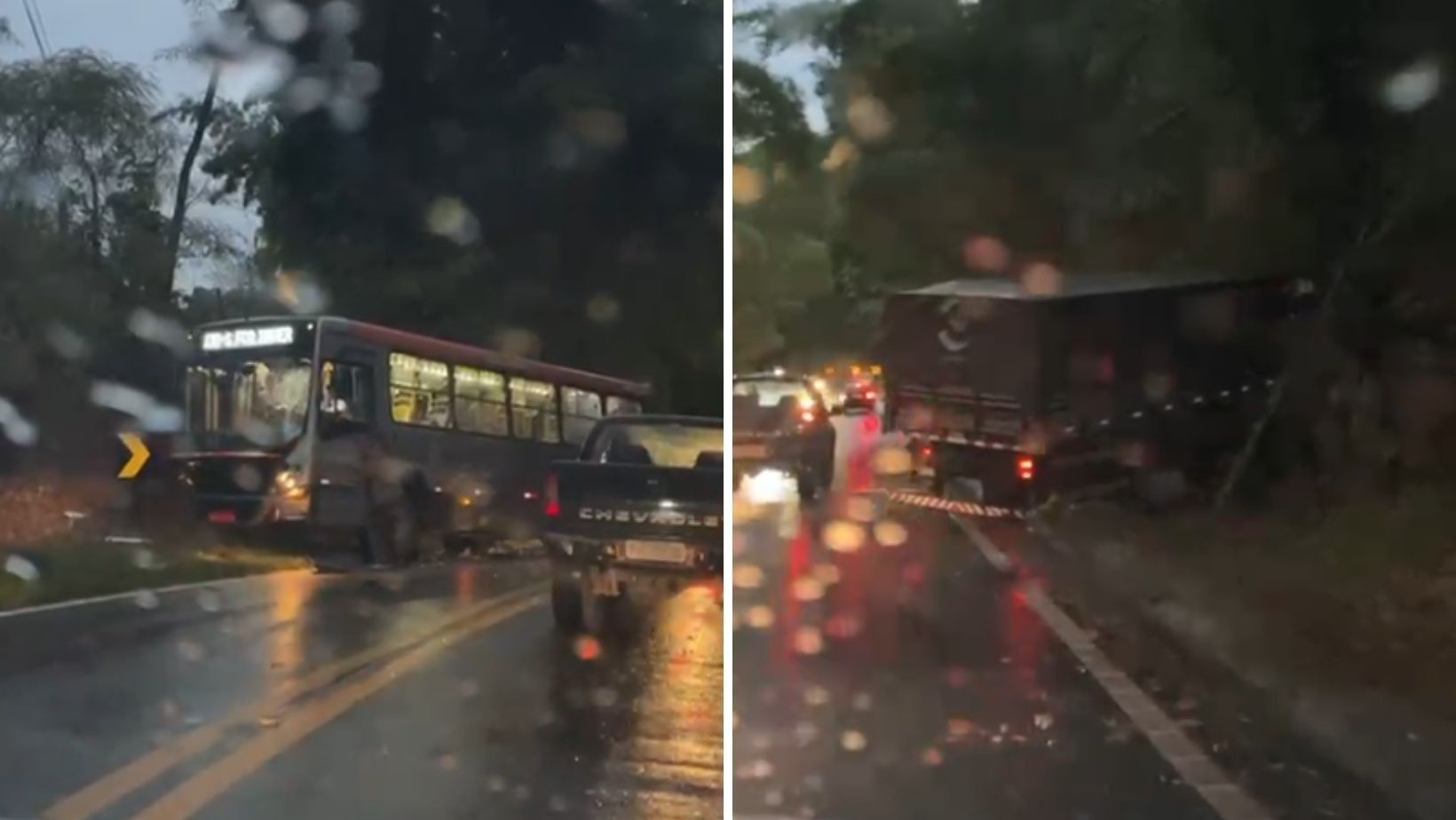Acidente envolvendo ônibus e caminhão em SJC deixa 5 feridos.. Reprodução: G1