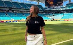 Repórter Bárbara Coelho emociona-se ao cobrir a vitória do Fluminense no Mundial.; Reprodução: IGC