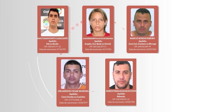 Ilustração com retratos de foragidos do Paraná, conforme Ministério da Justiça.. Reprodução: G1