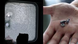 Marcas de balas na Ocean Viking, após disparos da guarda costeira líbia. Legenda da imagem. Reprodução: Retorno do item 11