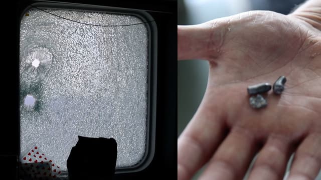 Marcas de balas na Ocean Viking, após disparos da guarda costeira líbia. Legenda da imagem. Reprodução: Retorno do item 11