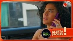 Fátima avisa César sobre a chegada da polícia ao estúdio deles. Reprodução: Gshow