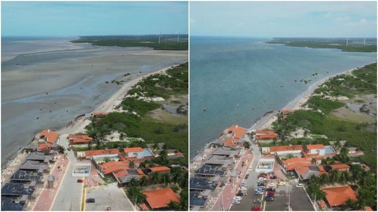 Praia de Arpoeiras ganha 4 km com maré baixa