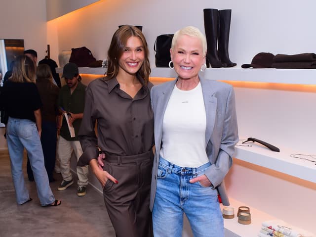Xuxa participa da inauguração da primeira loja de Sasha na Zona Sul do Rio. Reprodução: Gshow