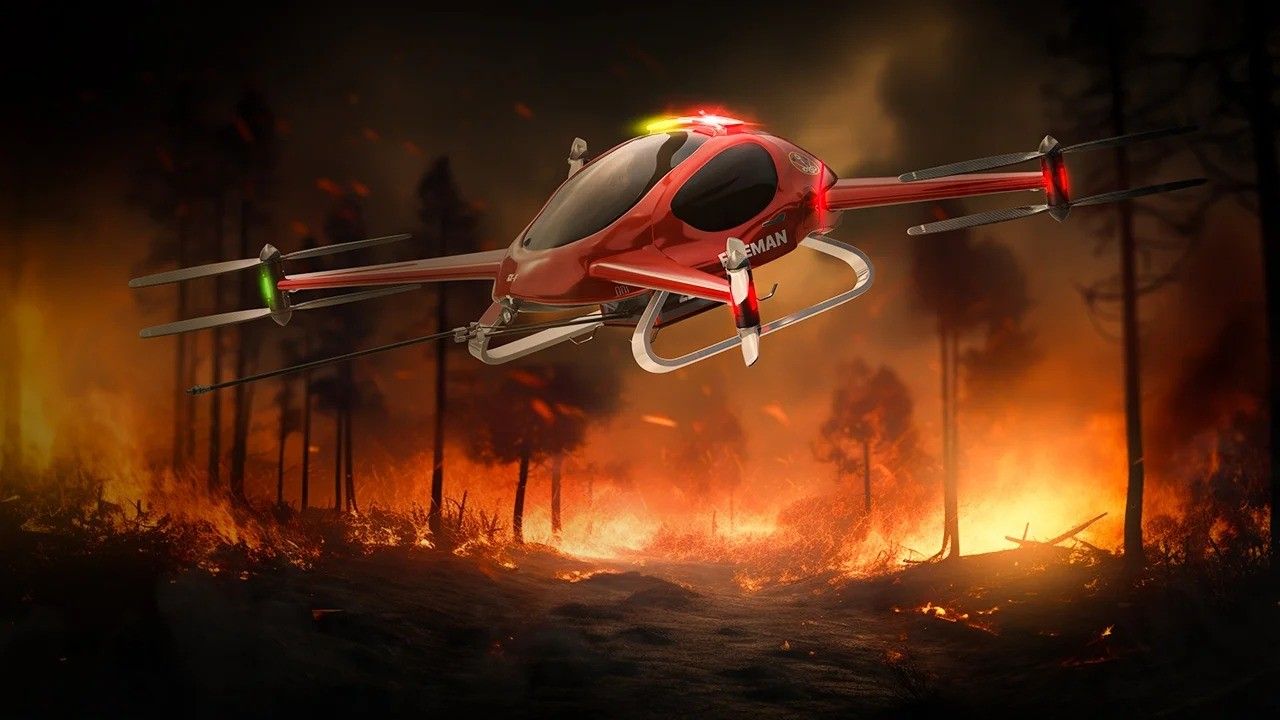 [Projetos de carros voadores no Brasil ganham atenção com ambulância aérea e combate a incêndios]. Reprodução: Oglobo