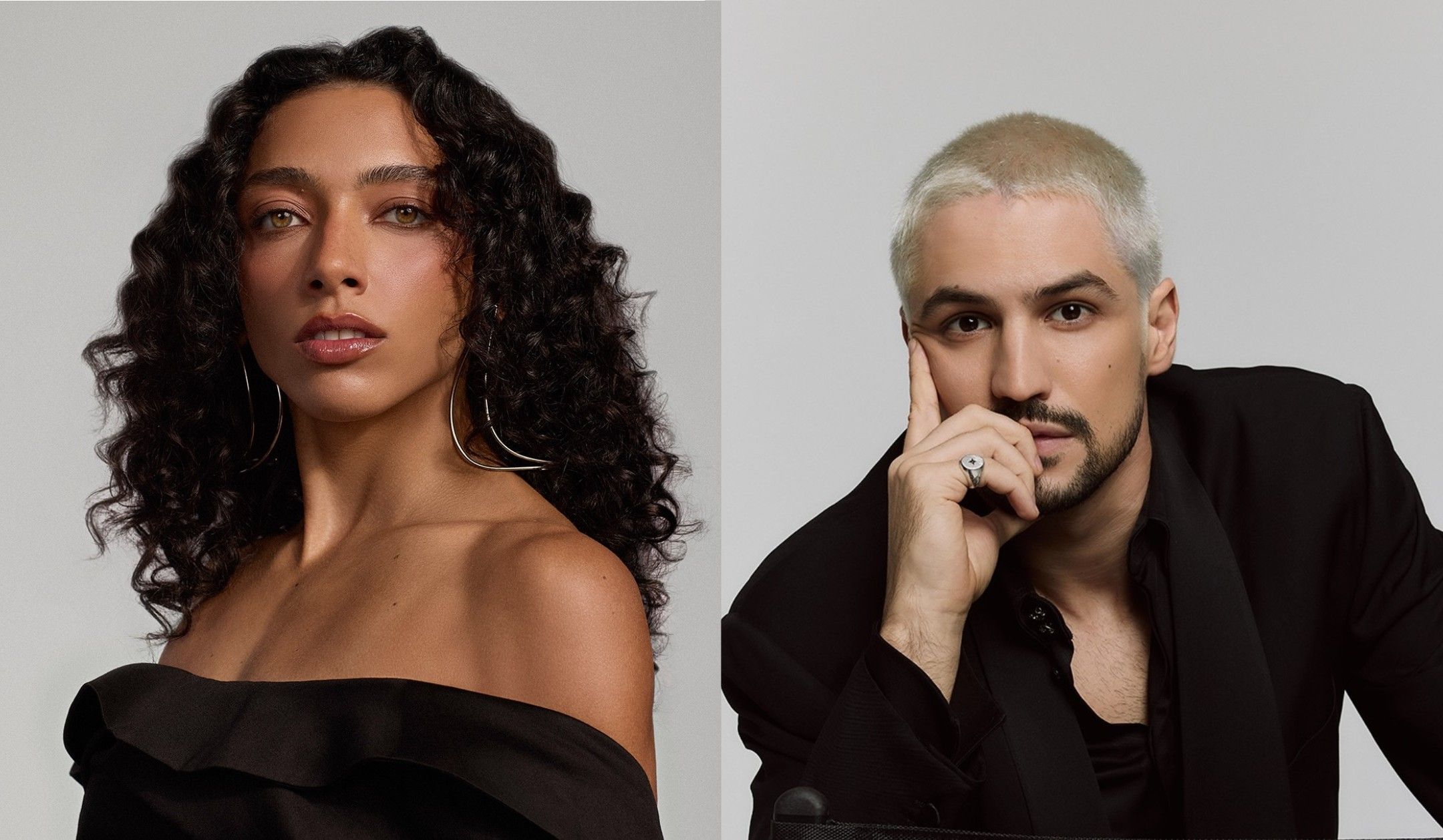 Alice Carvalho e Gabriel Leone brincam com mudanças de visual: loira e morena do Tchan. Reprodução: Gshow