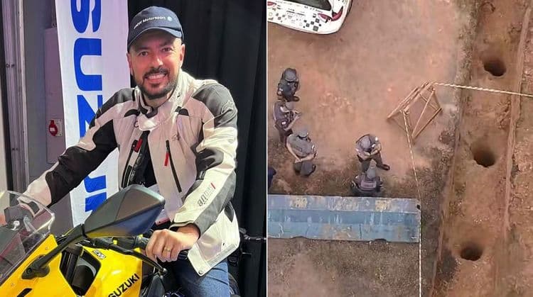 Corpo de Adalberto Amarilio encontrado em buraco no Autódromo de Interlagos levanta suspeitas de crime. Reprodução: Globo