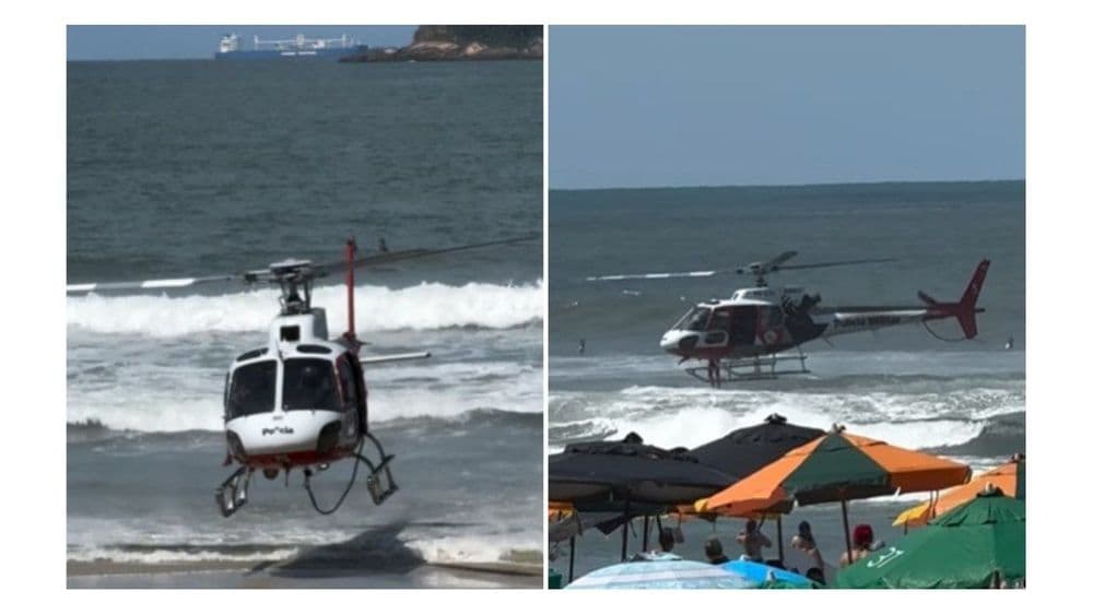 Agentes de resgate ajudam duas pessoas arrastadas pela correnteza. Reprodução: iG