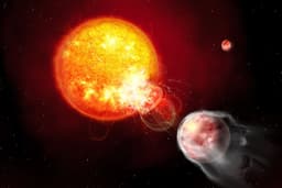 Ilustração artística do planeta Cheops e suas explosões de radiação.; Reprodução: Gizmodo