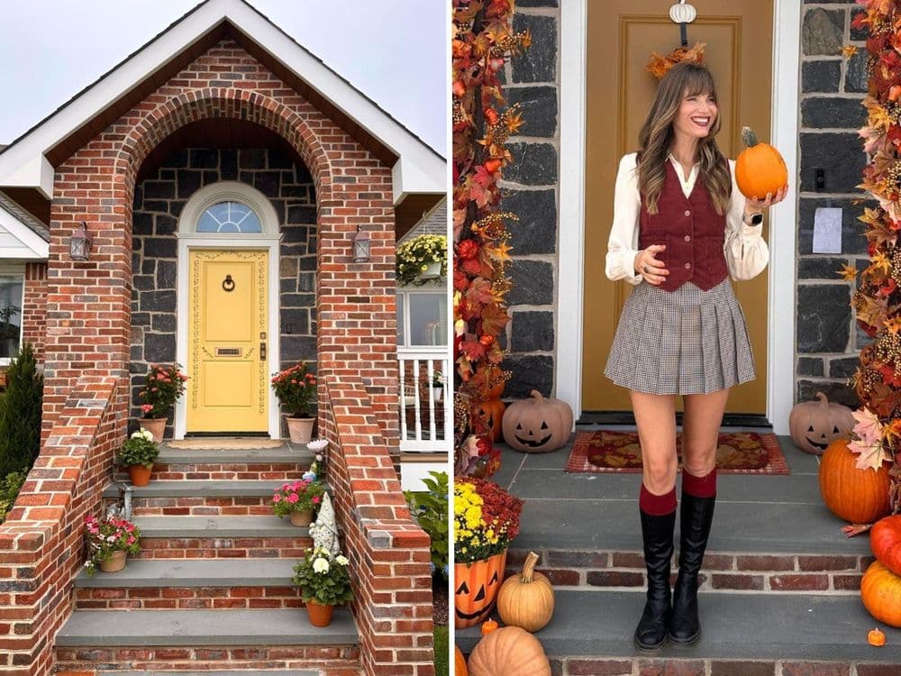 Steffy Degreff apresenta a entrada renovada de sua casa, agora com uma imponente arquibancada. Reprodução: Business Insider