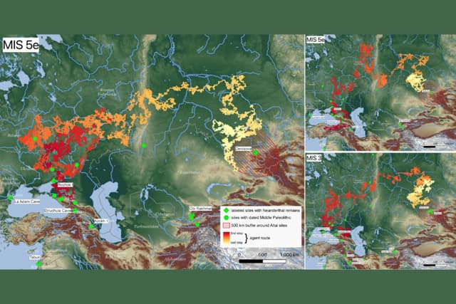 Estudo revela rotas de migração dos neandertais pelas montanhas Urais e sul da Sibéria.; Reprodução: Gizmodo
