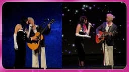 Unna X e Matheus Torres se apresentam juntos, em momento marcante do show no RJ. Reprodução: Globo