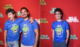 Jesuíta Barbosa e novo namorado curtem camarote na Sapucaí