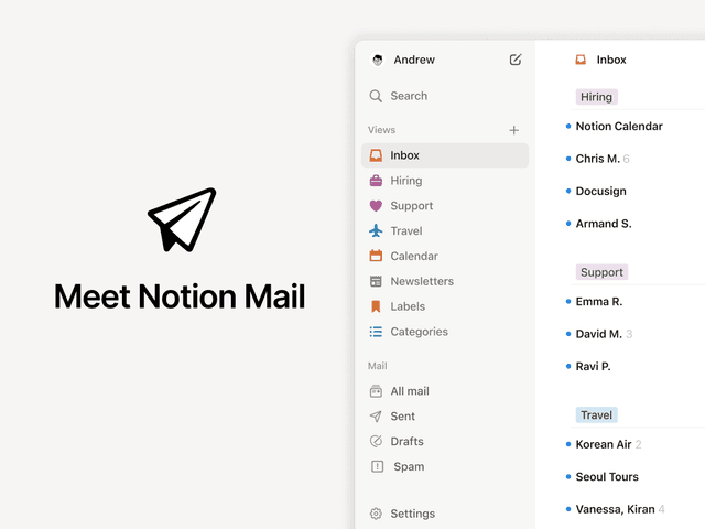 Notion Mail traz inteligência artificial para otimizar a gestão de e-mails no Gmail.; Reprodução: TechCrunch