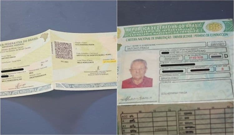 Documentos que comprovaram à Justiça a vida de Antônio Fraga após fraude de identidade. Reprodução: G1