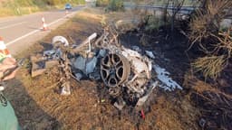 Lamborghini do jogador Diogo Jota após acidente ficou completamente destruída. Reprodução: Esporte IG