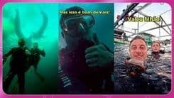 Luciano Huck e Benício mergulham com tubarões em emocionante aventura familiar; Legenda da imagem. Reprodução: Globo