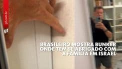 Brasileiro mostra seu bunker em Tel Aviv, onde se abriga da escalada de ataques aéreos. Reprodução: g1