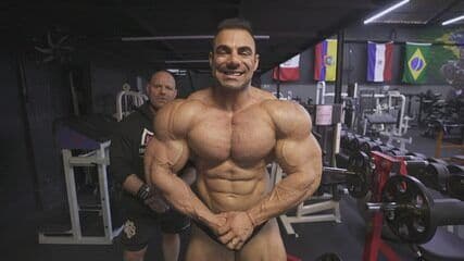 Derek Lunsford treina com Ramon Dino e destaca seu potencial para conquistar o Mr. Olympia. Reprodução: Globo