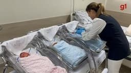 Enfermeira dá à luz trigêmeos após três anos tentando engravidar em Macaubal, SP. Legenda da imagem. Reprodução: g1