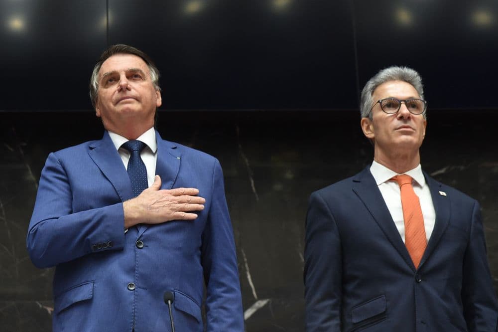 Romeu Zema anuncia pré-candidatura à presidência em reunião com Jair Bolsonaro. Reprodução: Globo